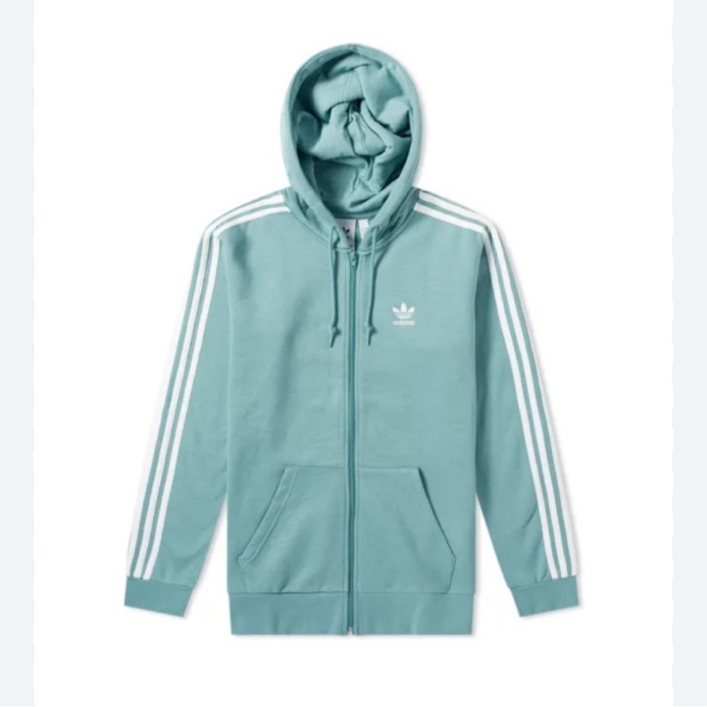 Adidas Light Blue Hoodie with White Logo
